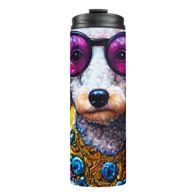 Termo Perro de canapé con gafas sobredimensionadas (Anverso)