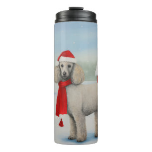 Termo Perro de caniche en Navidades de nieve