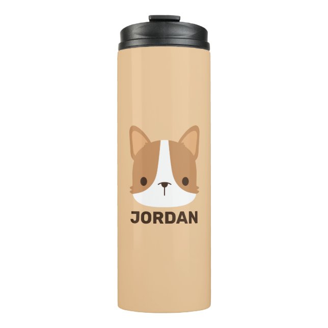 Termo Perro de Corgi con nombre personalizado (Anverso)