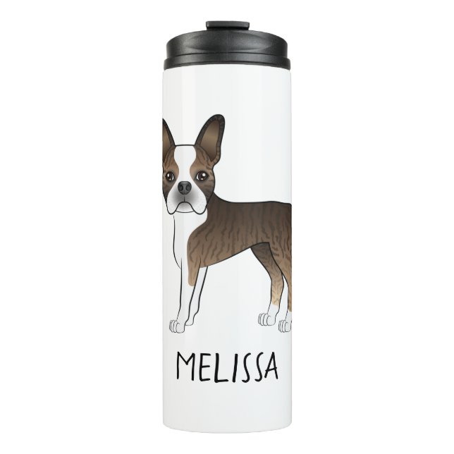 Termo Perro de dibujos animados Boston Terrier atigrado  (Anverso)