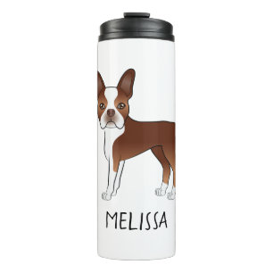 Termo Perro De Dibujos Animados Boston Terrier Rojo Y Bl