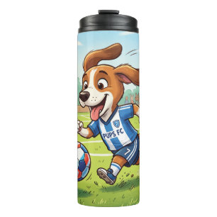 Termo Perro de dibujos animados jugando fútbol o fútbol 