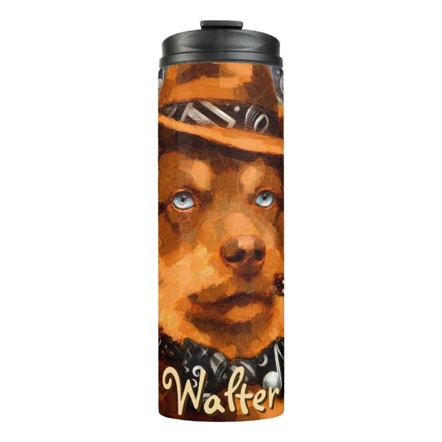 Termo Perro de gangster guapo con ojos azules personaliz (Anverso)