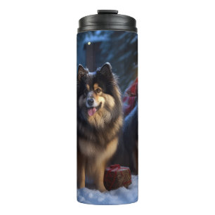 Termo Perro de Laponia Finlandés Adorno de Trineo Nevado