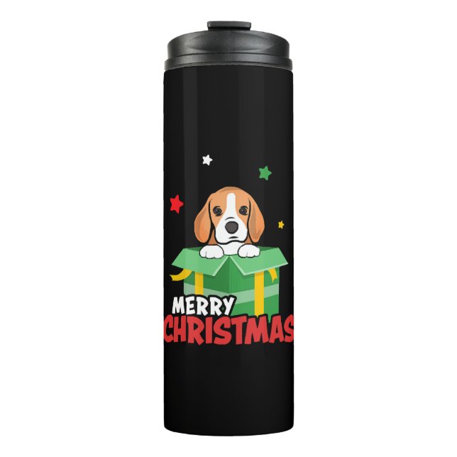Termo Perro de Santa Beagle Amantes de Navidad Navidad  (Anverso)