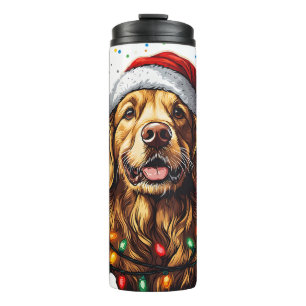 Termo Perro divertido Golden Retriever sombrero de Santa