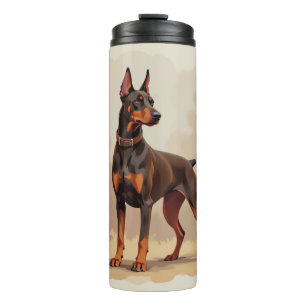 Termo Perro Doberman Pinscher Marrón Óxido Rojo