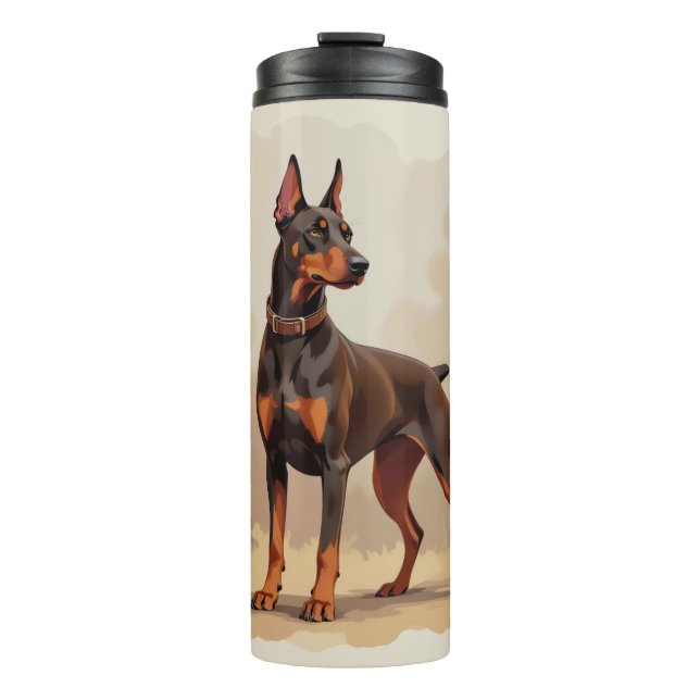 Termo Perro Doberman Pinscher Marrón Óxido Rojo (Anverso)
