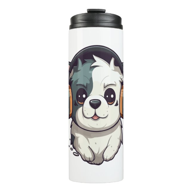 Termo Perro escuchando música (Anverso)
