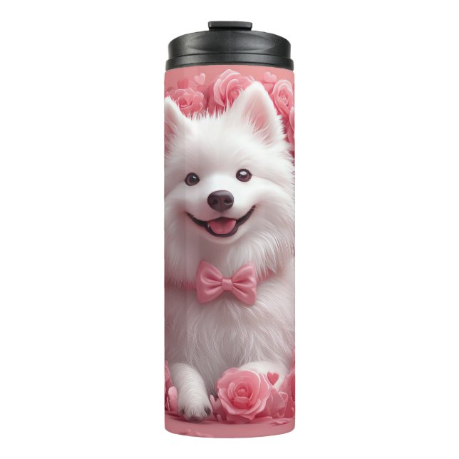 Termo Perro Esquimal Americano con Rosas - Día de San Va (Anverso)