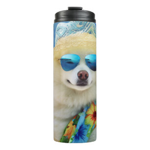 Termo Perro esquimal americano en la playa, regalo de ve