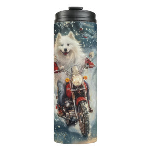 Termo Perro Esquimal Americano Montando Motocicleta Navi