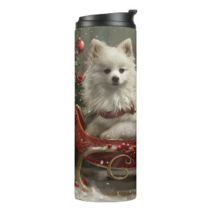 Termo Perro Esquimal Americano Navidad Festiva