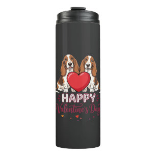 Termo Perro Floral de San Valentín Basset Hound