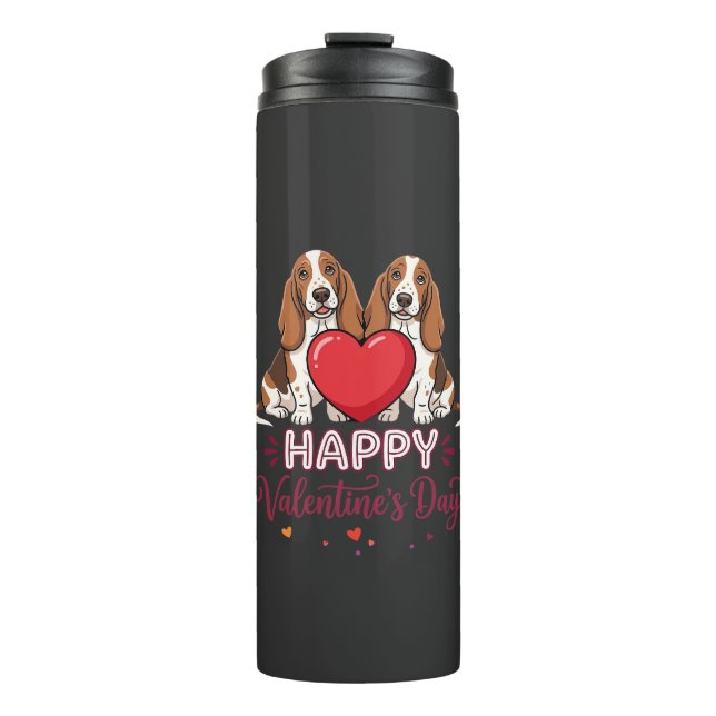 Termo Perro Floral de San Valentín Basset Hound (Anverso)