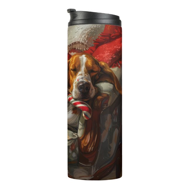 Termo Perro Foxhound Americano Inglés de Navidad Festiva (Rotado hacia la derecha)
