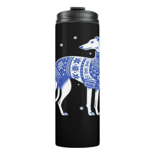 Termo Perro Galgo de Navidad con una espantosa sudadera