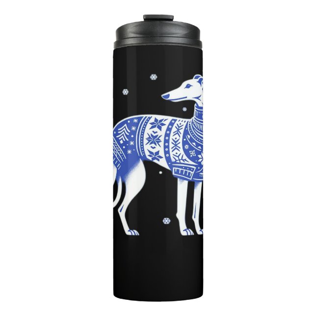 Termo Perro Galgo de Navidad con una espantosa sudadera  (Anverso)