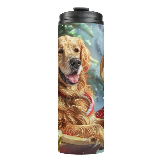 Termo Perro Golden Retriever Navidad Festiva (Anverso)