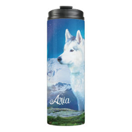 Termo Perro Husky personalizado con montañas