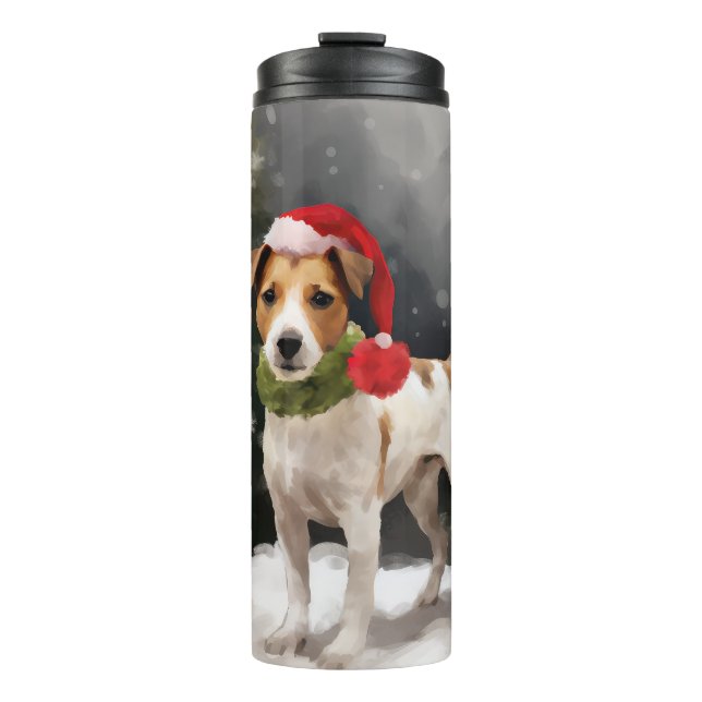 Termo Perro Jack Russell en Navidad con Nieve (Anverso)