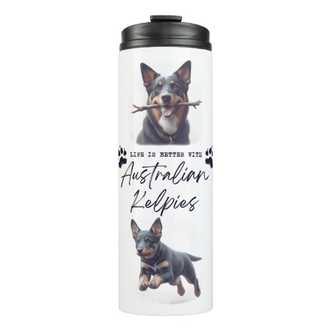 Termo Perro Kelpie Australiano "La vida es mejor con... (Anverso)