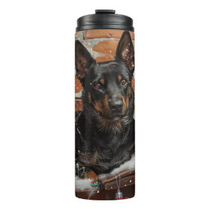 Termo Perro Kelpie Australiano Navidad Festiva