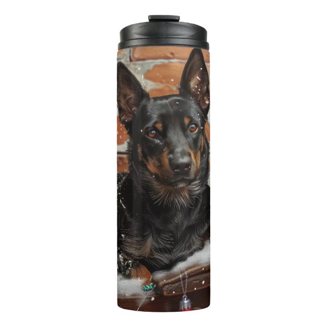 Termo Perro Kelpie Australiano Navidad Festiva (Anverso)