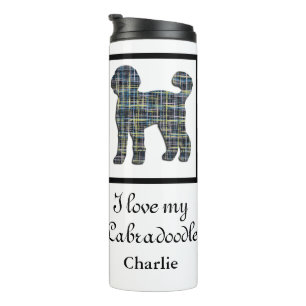 Termo Perro Labradoodle Silueta Amarilla y Azul