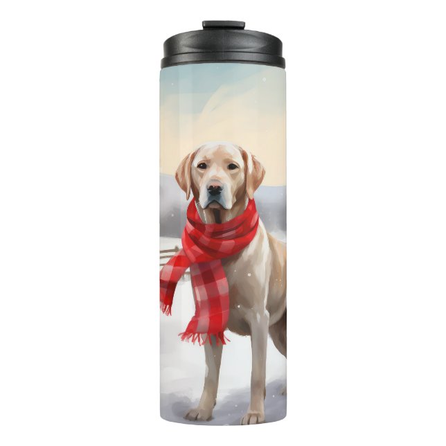 Termo Perro Labrador en Navidad con Nieve (Anverso)