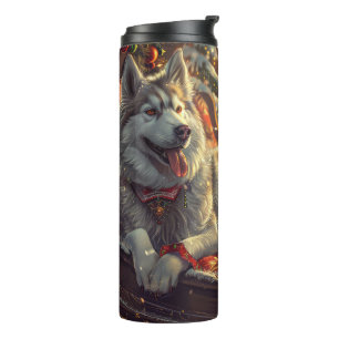 Termo Perro Laponia Finlandesa Fiesta Navideña