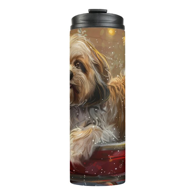 Termo Perro Lhasa Apso Festivo de Navidad (Anverso)