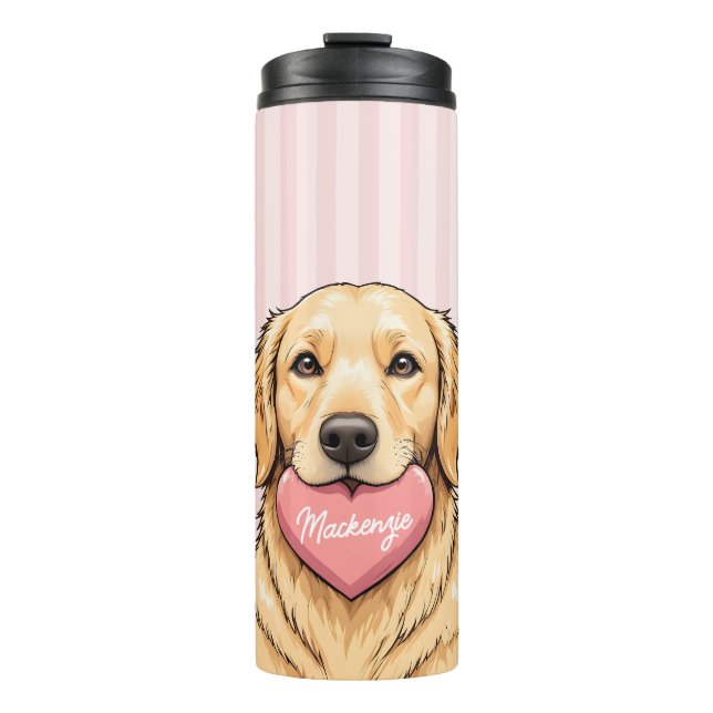 Termo Perro Lindo Personalizado con Corazón Rosa (Anverso)