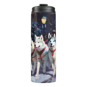 Termo Perro lobo siberiano Temporada festiva de Navidad