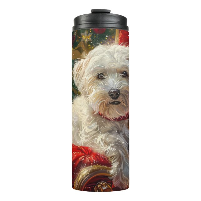 Termo Perro maltés navideño festivo (Anverso)