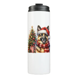 Termo Perro pastor alemán lindo árbol de Navidad Santa H