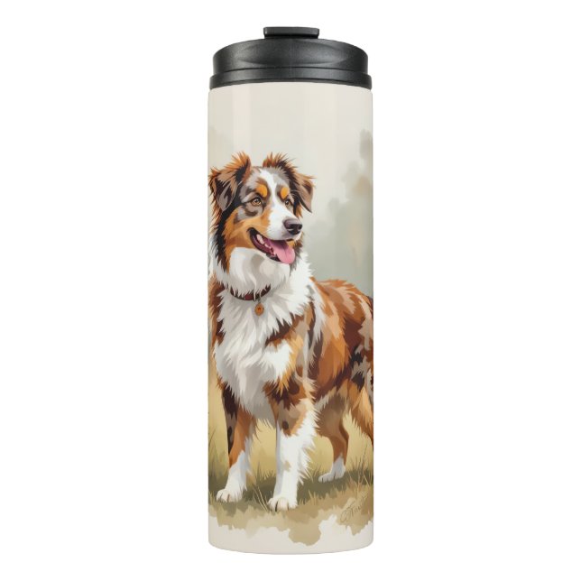 Termo Perro Pastor Australiano Merle Rojo Aussie (Anverso)