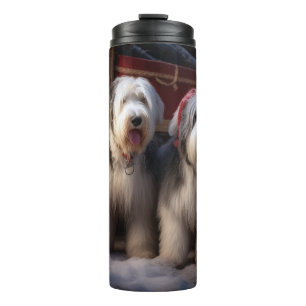 Termo Perro pastor inglés antiguo Trineo nevado Decoraci