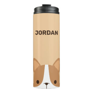 Termo Perro pequeño de Corgi con nombre personalizado
