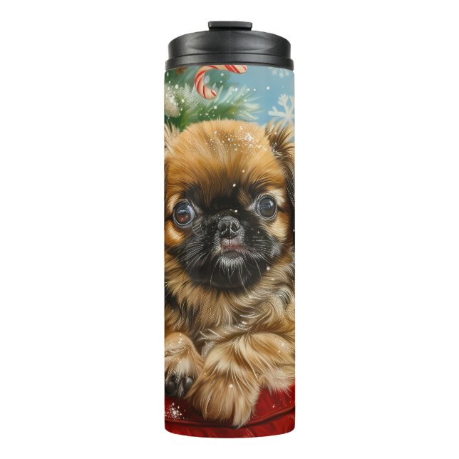 Termo Perro Pequinés Navideño Festivo (Anverso)