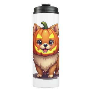 Termo Perro Pomerania Máscara de Calabaza