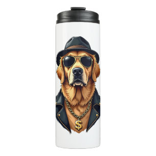 Termo Perro Retriever Dorado Genial Vintage con Gafas de