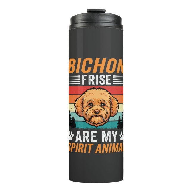Termo Perro retro espíritu animal Bichon Frise (Anverso)