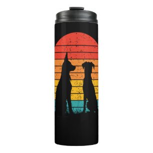 Termo Perro retro vintage con puesta de sol