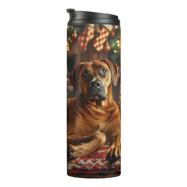 Termo Perro Ridgeback Rodesiano Navidad Festiva (Rotado hacia la derecha)