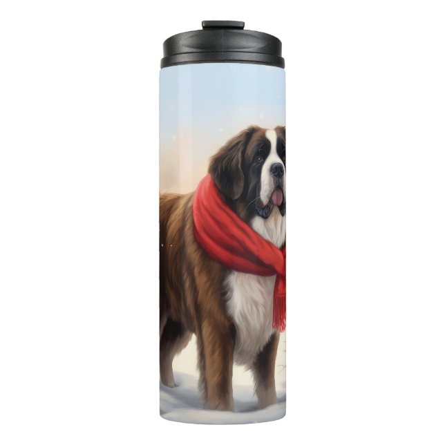 Termo Perro San Bernardo en Navidad con Nieve  (Anverso)