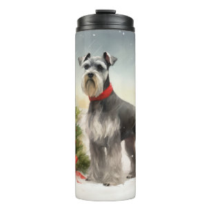 Termo Perro Schnauzer en Navidades de nieve