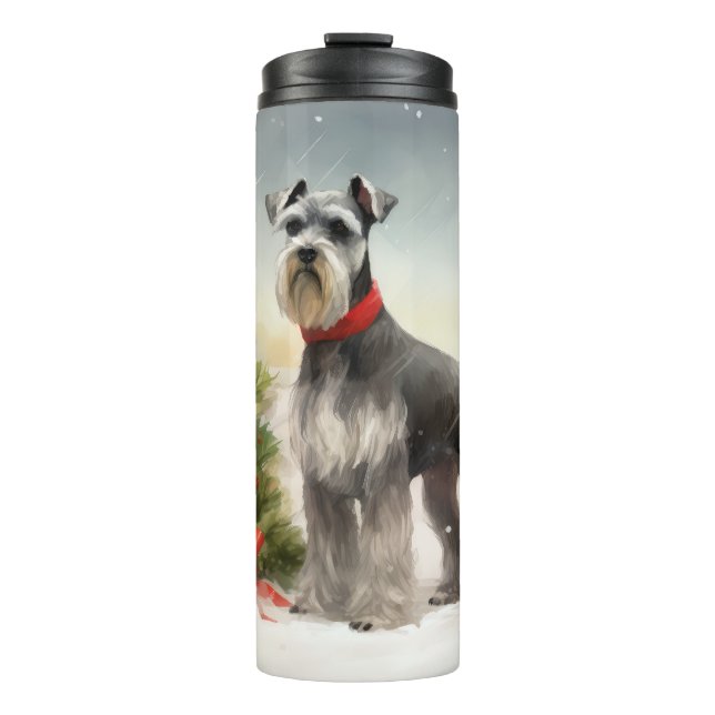 Termo Perro Schnauzer en Navidades de nieve (Anverso)