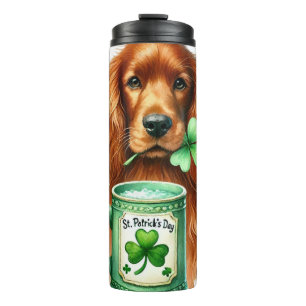TERMO PERRO SETTER IRLANDÉS PRECIOSO CON TREBOLES
