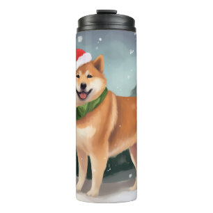 Termo Perro Shiba Inu en Navidad con nieve